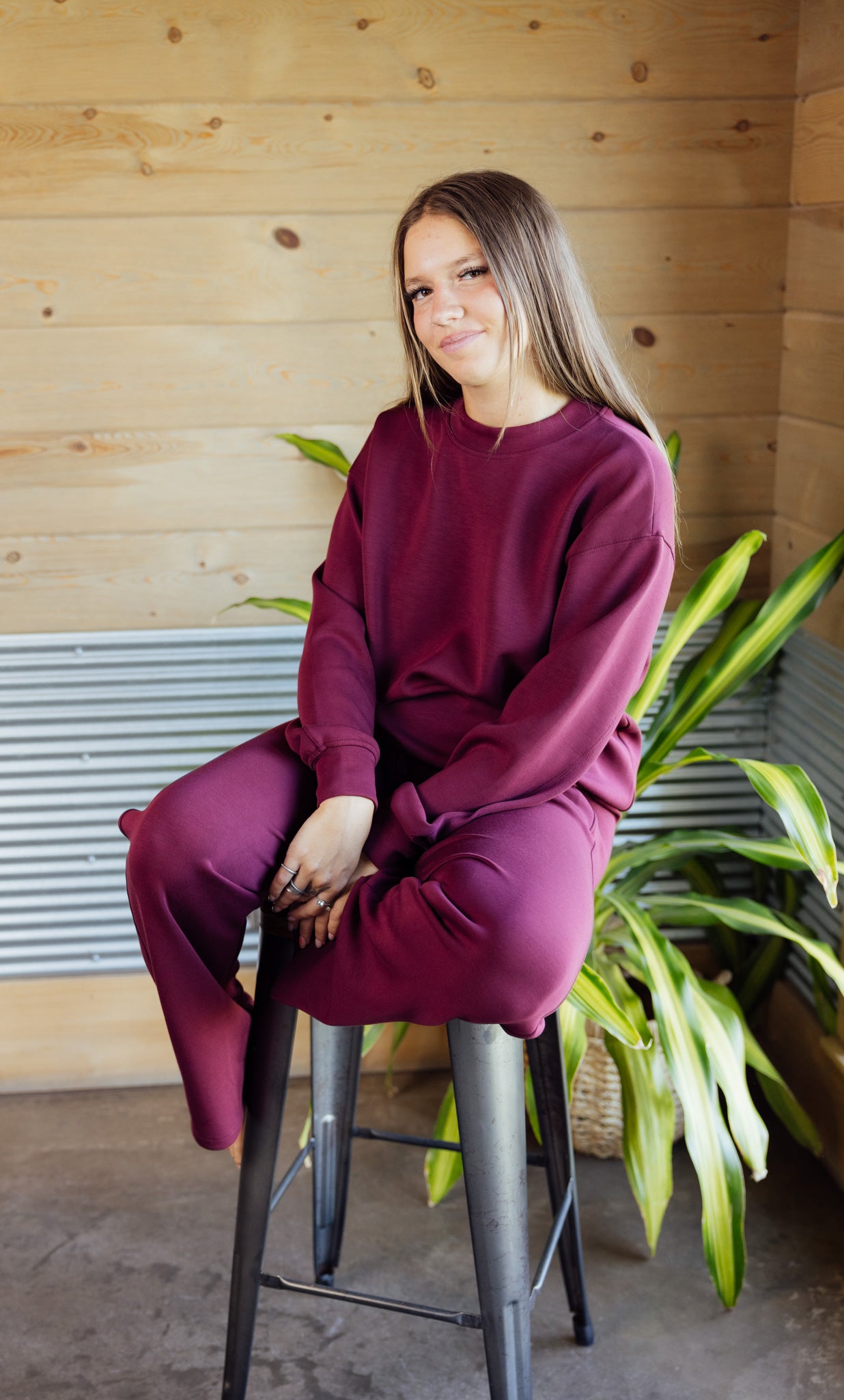 Wine Scuba Pant Set